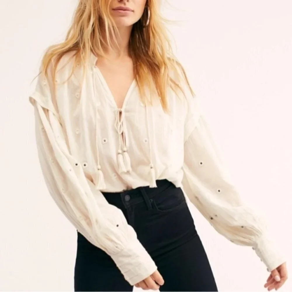 FREE PEOPLE shine bright blouse small